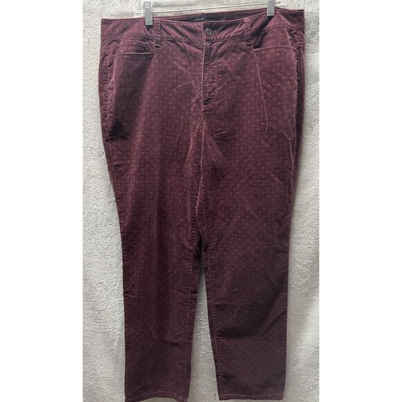 Talbots Pants 16W Women’s Plus Heritage Velvet Velour Burgundy Straight Mid Rise - Picture 1 of 5